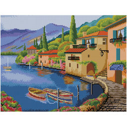 Алмазная мозаика 40*50см "Город у моря" 30цв. (АМП4050_52988, "ТРИ СОВЫ") полное заполнение, с подрамником