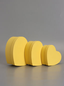 Набор подарочных коробок 3 в 1 сердца, жёлтый, 22×20×9; 18.5×17×7.5; 16×14×6 см