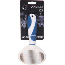 Расческа - пуходёрка для животных "ЛАПУСИКИ", коллекция БРО, прорезиненная ручка, цвет белый/голубой, 11.5*21.5см (блистер)