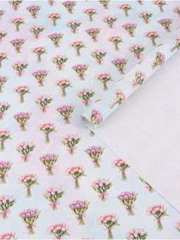 Цена за 10 шт. Бумага упаковочная глянцевая Букетик цветов, 70 ? 100 см