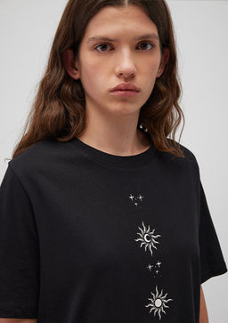 Bask?l? Siyah Tisort - Mavi фото 5