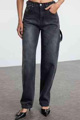 TRENDYOLMILLA Koyu Mavi More Sustainable Y?kama Efektli Bol Kesim Yuksek Bel Carpenter Skater Jeans TWOAW24JE00308  фото 35