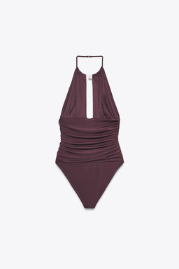 JEWEL DRAPED HALTERNECK BODYSUIT - Zara фото 6