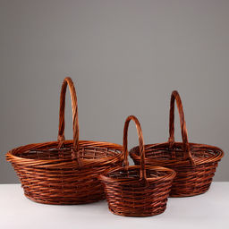 Корзина плетёная для хранения «Плейт», ива, коричневая, набор 3 шт.