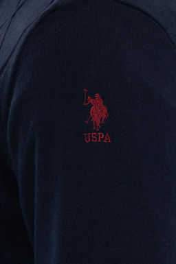 U. S. Polo Assn Мужской темно-синий трикотажный свитер с v-образным вырезом - U.s. polo assn фото 7