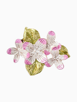 Брошь «Сакура» цветок, цвет зелено-розовый в золоте