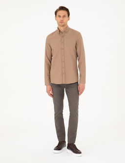 A__k Kahverengi Slim Fit Uzun Kollu G_mlek