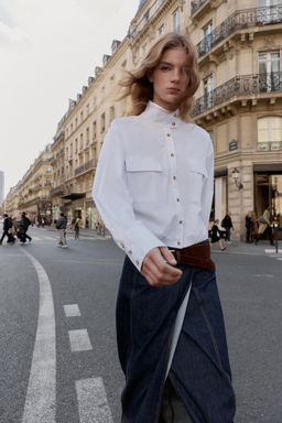 POPLIN SHIRT WITH PUFFBALL HEM - Zara фото 2