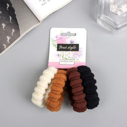 Цена за 3 шт. Резинки для волос «Махрушка спорт», набор 4 шт., полосы узор объём, 4.5 см