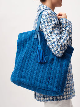 Сумка-шоппер Deboro 30678 синий трикотаж