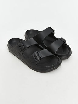 Deri G?r?n?ml? ?ift Bantl? Erkek Terlik