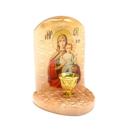 Икона из селенита с подсвечником "Б.М. Благодатное Небо" 55*50*75мм Радуга камня