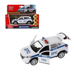. Модель "Hyundai Tucson Полиция" металл 12см, двери, багаж. инер, бел. арт.TUCSON-12POL-WH