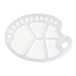 Палитра пластиковая, овальная с ячейками, 34×24.5 см, с отверстием под палец