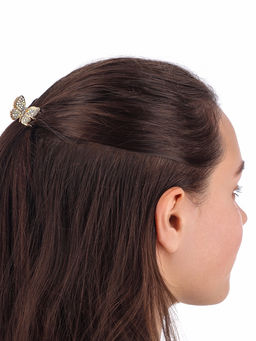 Цена за 6 шт. Крабик для волос «Одри», бабочка стиль, 2.5 см, золото