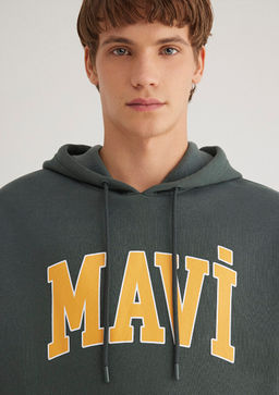 Mavi Logo Bask?l? Kapusonlu Yesil Sweatshirt  фото 5