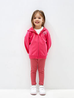 Kap??onlu Uzun Kollu K?z Bebek Fermuarl? Sweatshirt