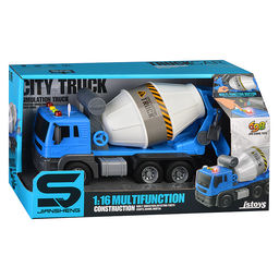 Машина "Бетономешалка" 1:16 (свет, звук) в коробке (цвет синий)