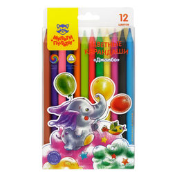 Карандаши Мульти-Пульти "Джамбо" пластиковые 12шт., трехгранные, утолщенные (CP_48615)