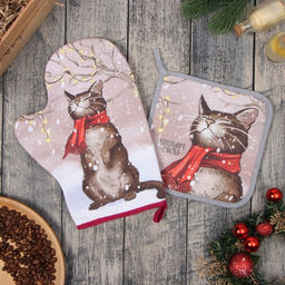 Набор кух. Этель Волшебного счастья: прихватка 19х19 см, варежка-прихватка 20х28 см, 100%