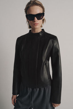 CHAQUETA PIEL 100% ZW COLLECTION LIMITED EDITION / Marr?n oscuro - Zara фото 13