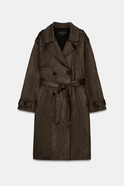 LONG FAUX SUEDE TRENCH COAT WITH BELT - Zara фото 7