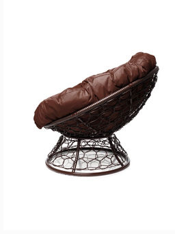 Кресло садовое «Папасан», 98×90×95 см, с искусственным ротангом, коричневое, с коричневой подушкой