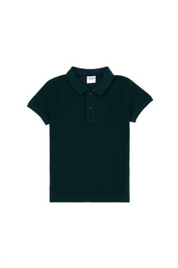 Футболка-поло U.S. Polo Assn базовая темно-зеленая из хлопка  фото 7