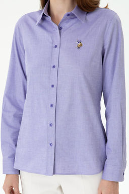 Женская фиолетовая базовая рубашка с длинным рукавом - U.s. polo assn фото 13