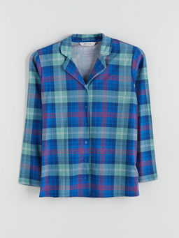 G?mlek Yaka Ekose Kad?n Pijama ?st