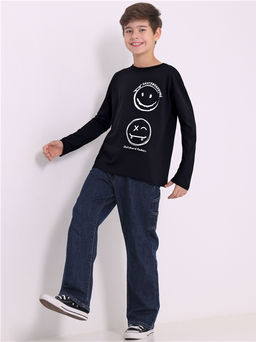 Лонгслив для мальчика Апрель из хлопка черный  фото 3