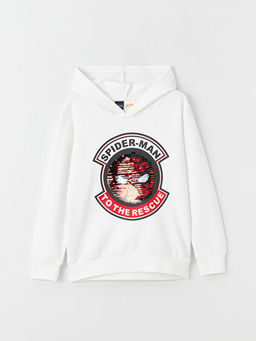 Spiderman Bask?l? Uzun Kollu Erkek ?ocuk Hoodie