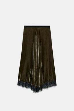 ZW COLLECTION LIMITED EDITION LACE VELVET SKIRT - Zara фото 5