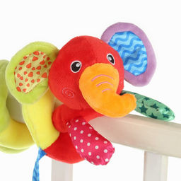 Растяжка - спираль на коляску/кроватку Крошка Я «Слоник яркий», с прорезывателем, от 3 мес.