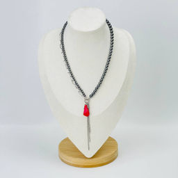 Колье из Гематита и Коралла 38 см +