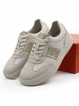 03-A1021-2 LT. BEIGE Кроссовки женские (натуральная кожа, натуральная замша)