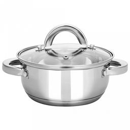 Кастрюля из нержавеющей стали "Rondy" 1,0л, д15,5см, h12,5см, s0,5мм, дно s3мм, стеклянная крышка, пятислойное дно, подарочная коробка, "Appetite" (Китай)