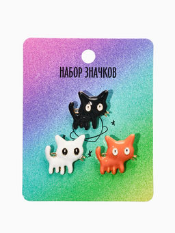 Броши "Котята" (набор 3шт), цвет микс в золоте