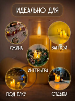 Свечи с эффектом мерцания (1 шт) (3562) 15 см - Мой органайзер фото 5