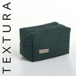 Косметичка женская на молнии TEXTURA, объёмная, средняя, мягкая, вафельная текстура, зелёная