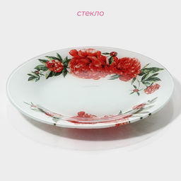 Тарелка стеклянная десертная Доляна Пионы, d=20 см фото 5