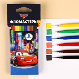 Фломастеры Тачки, 6 цветов, вентилируемый колпачок