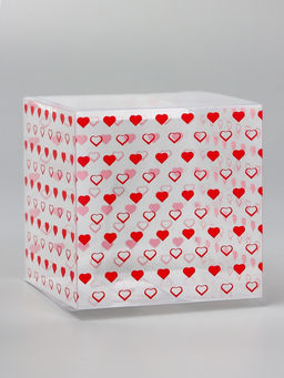 Цена за 5 шт. Складная коробка из PVC Сердечки, прозрачная с рисунком, 11?11?11 см 5 шт.