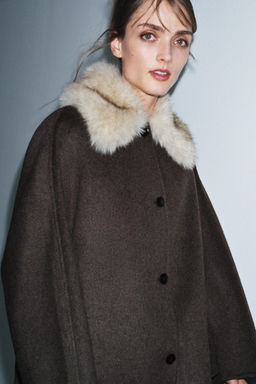 WOOL JACKET WITH FAUX FUR COLLAR ZW COLLECTION - Zara фото 11