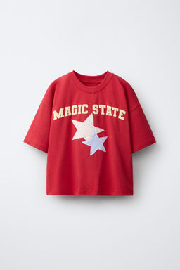 CAMISETA PARCHE VICHY / Blanco / Rojo
