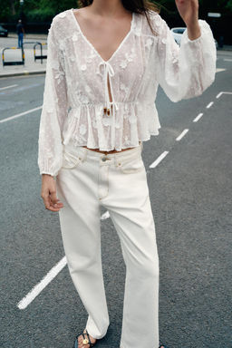 BLUSA BORDADOS PLUMETI / Blanco - Zara фото 3