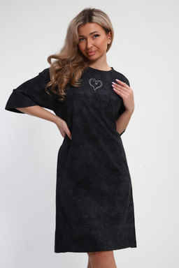 Платье туника варенка с принтом Сердце ТП-02