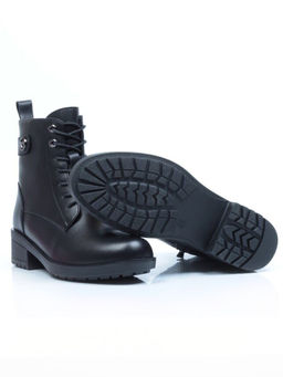 01-5573-1 BLACK Ботинки демисезонные (натуральная кожа, байка)