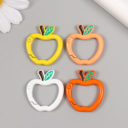 Цена за 4 шт. Карабин металл Яблочко с веточкой МИКС 3х2,7 см - Арт узор фото 2