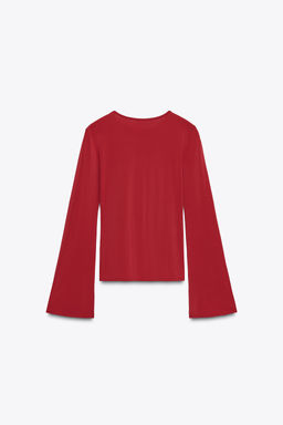 LONG SLEEVE GATHERED T-SHIRT - Zara фото 7